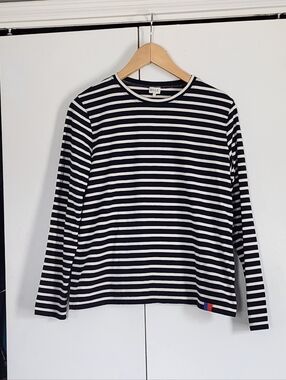 KULE Navy and White Striped Long Sleeve Tee